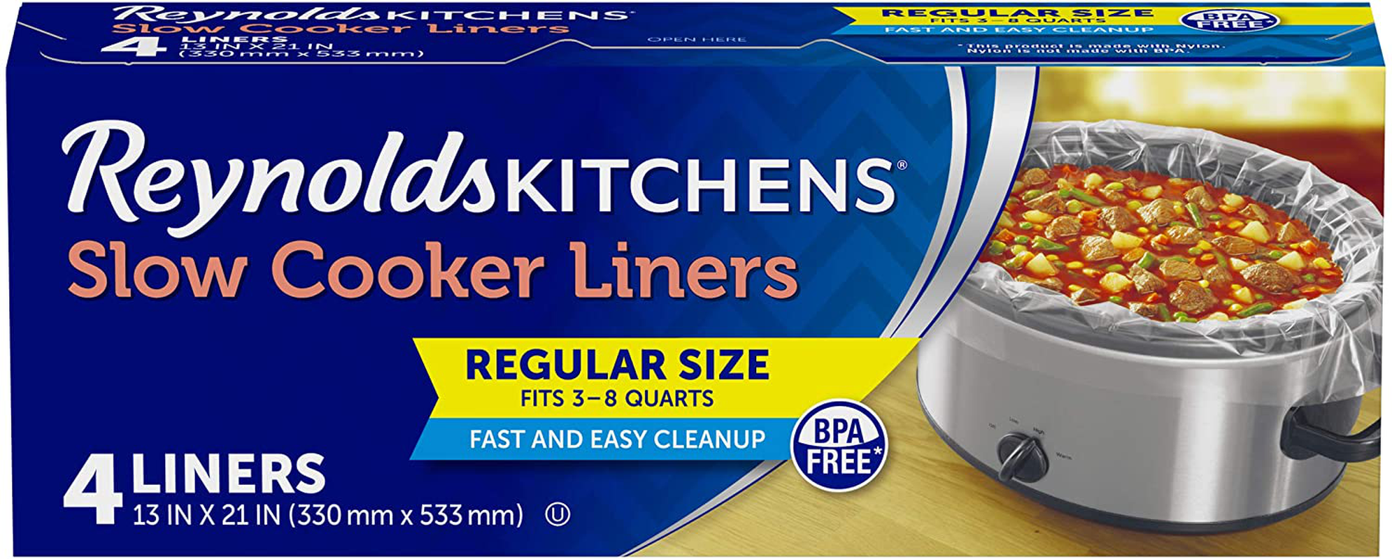 Reynolds Kitchens Slow Cooker Liners Regular Size 4 Liners / Pack of 1 –  Becauze