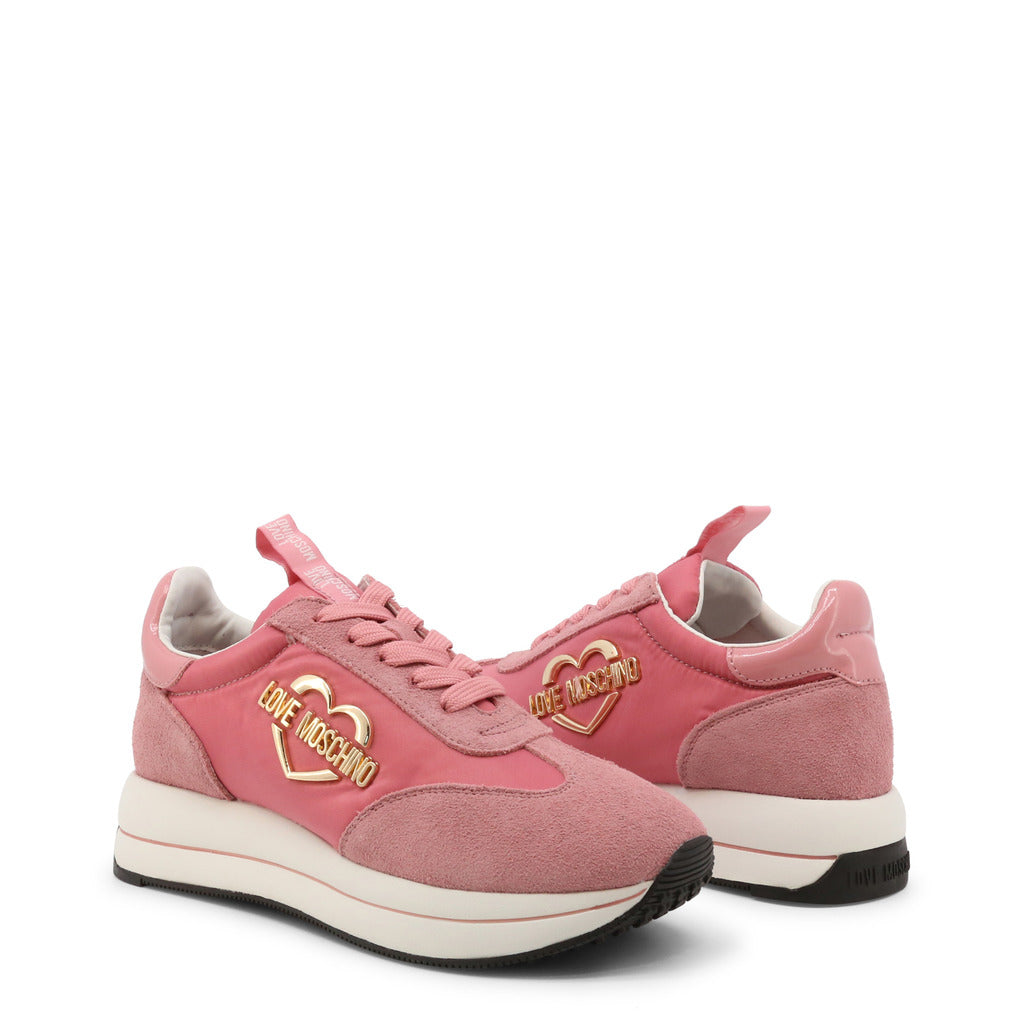 Love Moschino Daily Running Nylon and Split Leather Pink Women's Shoes JA15354G1FIN260A