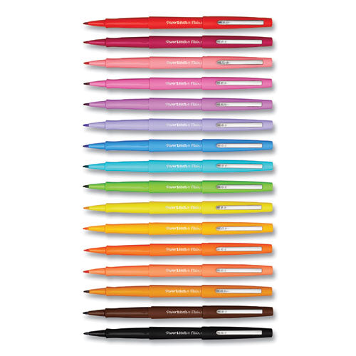 Paper Mate Flair Felt Tip Porous Point Pen, Stick, Extra-Fine 0.4 mm,  Assorted Ink Colors, Gray Barrel, 16/Pack (2027233)