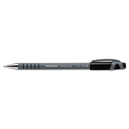 Paper Mate FlexGrip Ultra Stick Ballpoint Pen Fine Point 0.8mm Black Ink (12 Count) 9680131