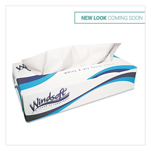 Windsoft Flat Pop Up Box Facial Tissue 2 Ply 100 Sheets White (30 Pack) WIN2360