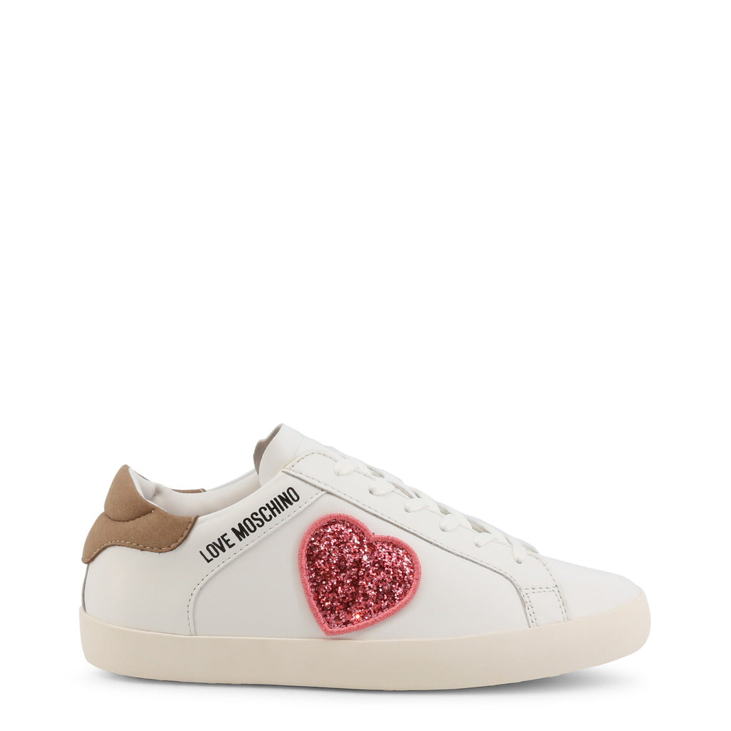 Love Moschino Shiny Heart Nappa Leather White Women's Shoes