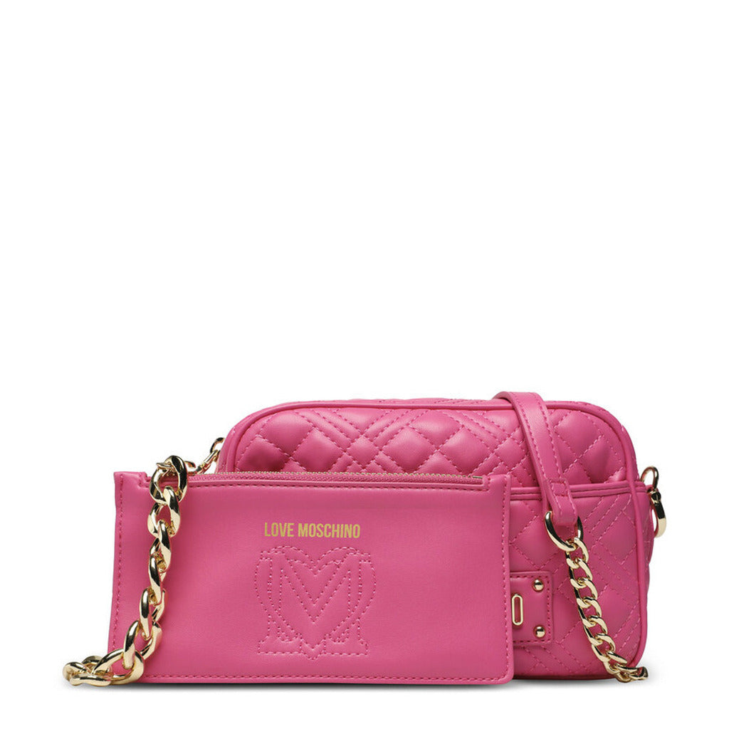 Love Moschino Shiny Quilted Pink Women's Camera Bag with Chain JC4017PP1GLA0615