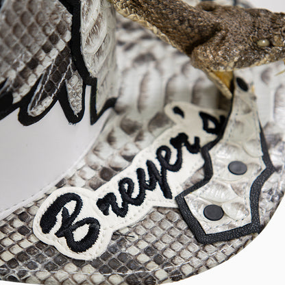 Breyer's Buck 50 Leather Hat with Faux Snake Skin Visor