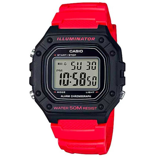 Casio Illuminator Classic Digital Watch Black and Red W-218H-4BVDF