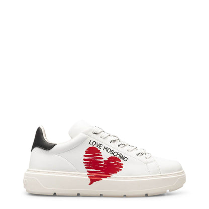 Love Moschino Heart Logo Leather White Women's Shoes JA15394G1GIA110A