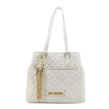 Love Moschino Shiny Quilted White Women's Shoulder Bag JC4021PP1GLA0120