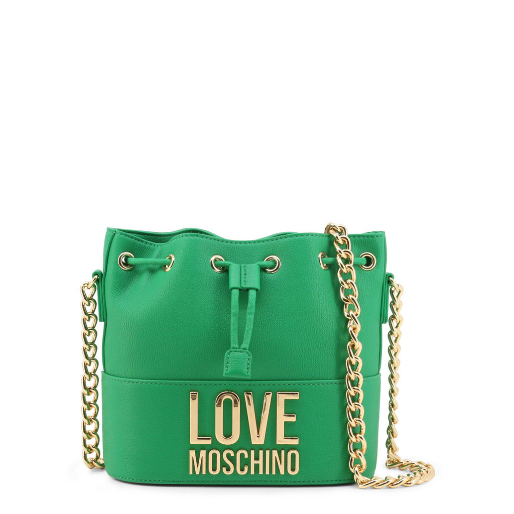 Love Moschino Gold Metal Logo Green Women's Bucket Bag JC4101PP1GLI0801