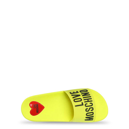 Love Moschino Embossed Logo Yellow Women's Slides JA28052G1GI13400