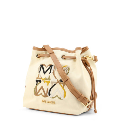 Love Moschino Canvas Love Embroidery Brown Women's Bucket Bag JC4064PP1GLQ110A