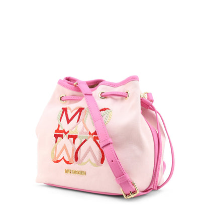 Love Moschino Canvas Love Embroidery Pale Pink Women's Bucket Bag JC4064PP1GLQ160A