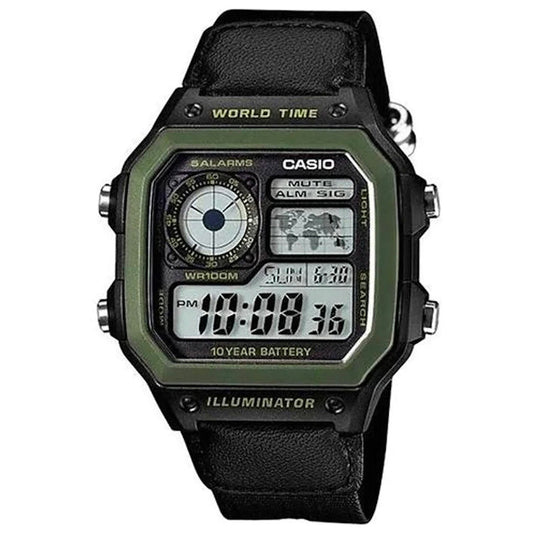 Casio Men's World Time Black Digital Watch AE-1200WHB