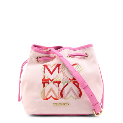 Love Moschino Canvas Love Embroidery Pale Pink Women's Bucket Bag JC4064PP1GLQ160A