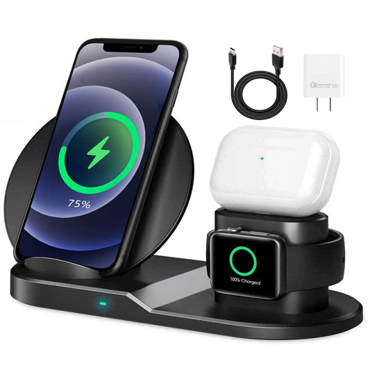 3-in-1 Wireless Charging Station: Fast Charge for iPhone, Android, Watch & Earbuds