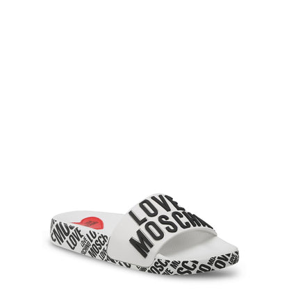 Love Moschino Logo White Women's Slides JA28112G1GI17100