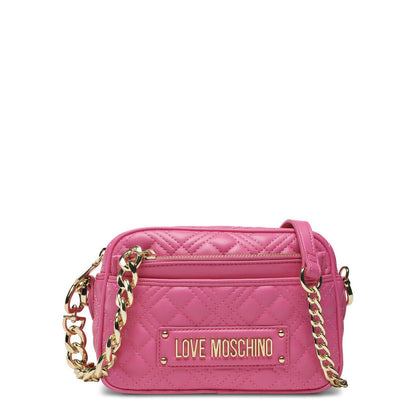 Love Moschino Shiny Quilted Pink Women's Camera Bag with Chain JC4017PP1GLA0615