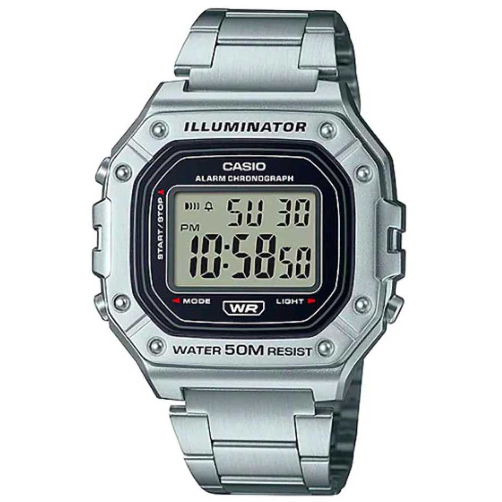 Casio Illuminator Classic Digital Watch Silver W-218H-1AVDF