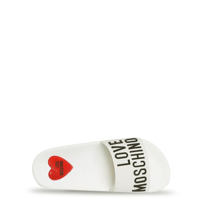 Love Moschino Logo White Women's Slides JA28052G1GI14100