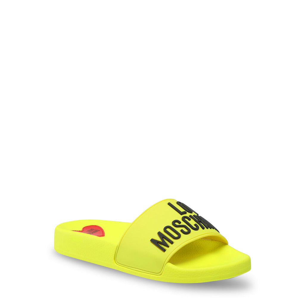 Love Moschino Embossed Logo Yellow Women's Slides JA28052G1GI13400