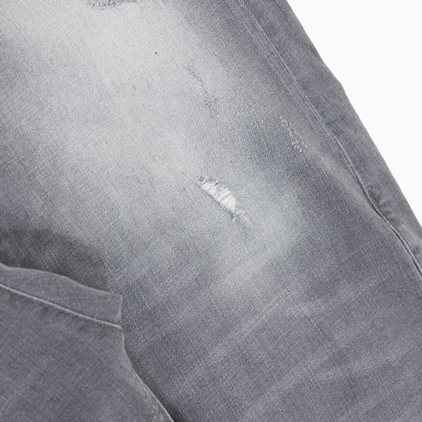 Men's Ribbed Light Grey Slim Denim Pant
