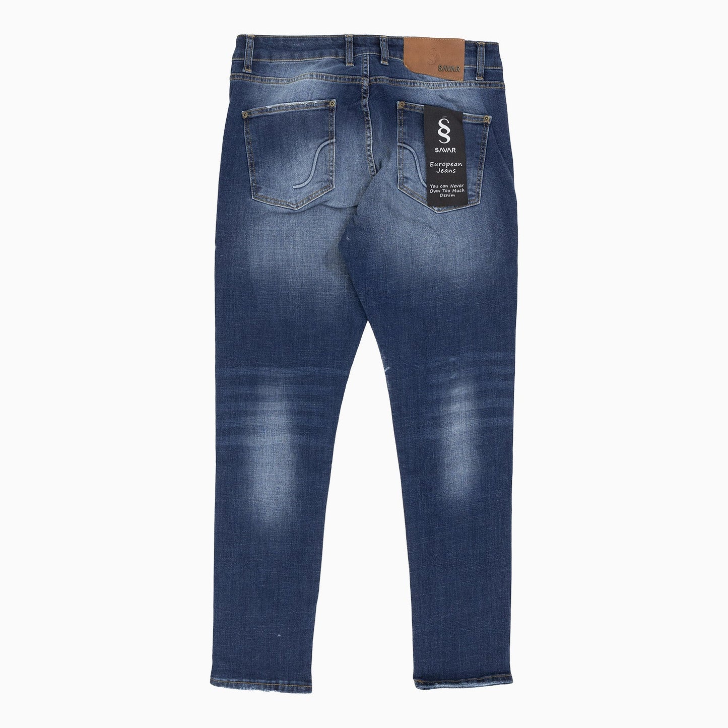Men's Ribbed Dark Stonewash Slim Denim Jeans Pant