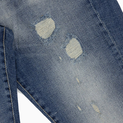 Men's Ribbed Medium Stonewash Tint Slim Denim Jeans Pant