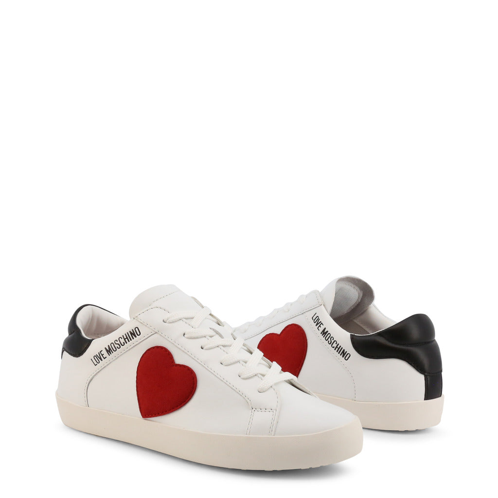 Love Moschino Suede Heart Nappa Leather White Women's Shoes JA15402G1EI4310A