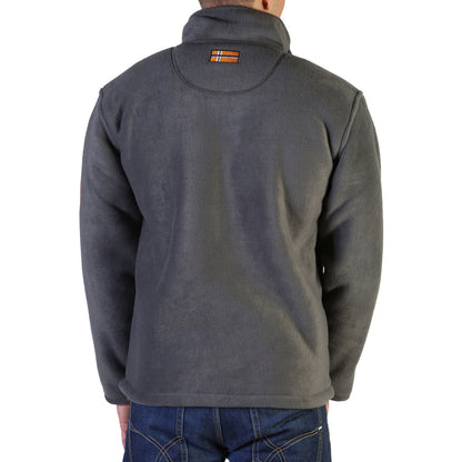 Geographical Norway Usine Dark Grey/Black Faux Fur Men's Zip Up Sweater