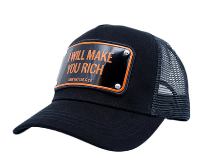 John Hatter & Co I Will Make You Rich Black/Orange Trucker Hat 1006-BLACK