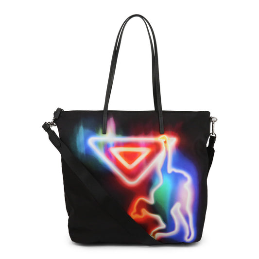 Prada Black Neon Monkey Women's Shopping Bag 1BG189-TESSUTO