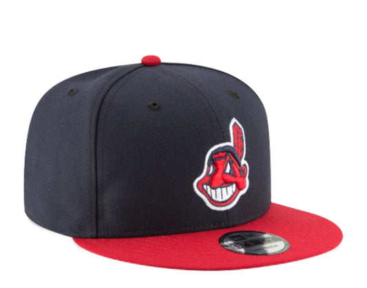 New Era 9Fifty MLB Cleveland Indians Basic Navy/Red Snapback Hat 11591062