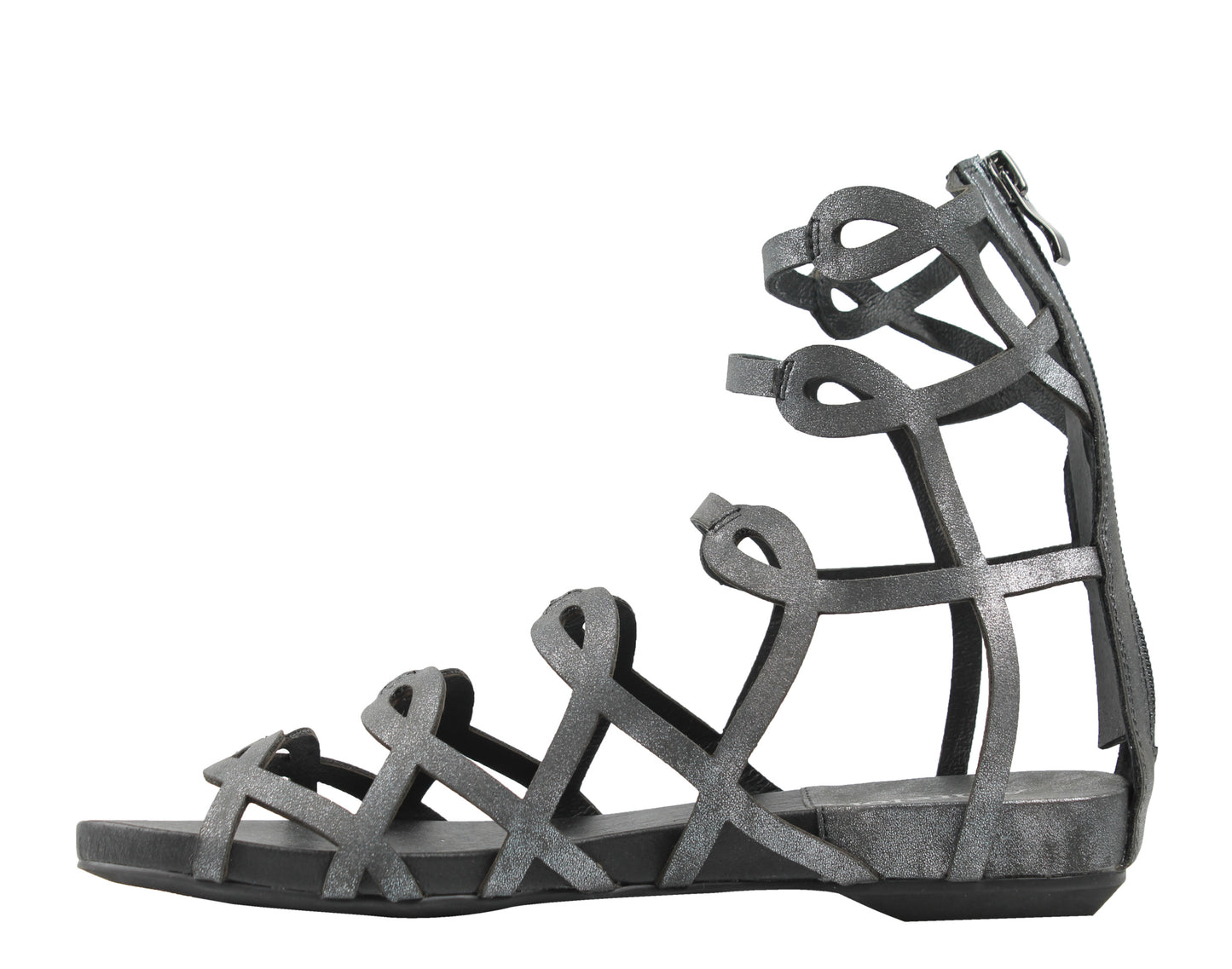 Antelope 129 Laser Cut Gladiator Black Metalic Women's Sandals 129-BLACK