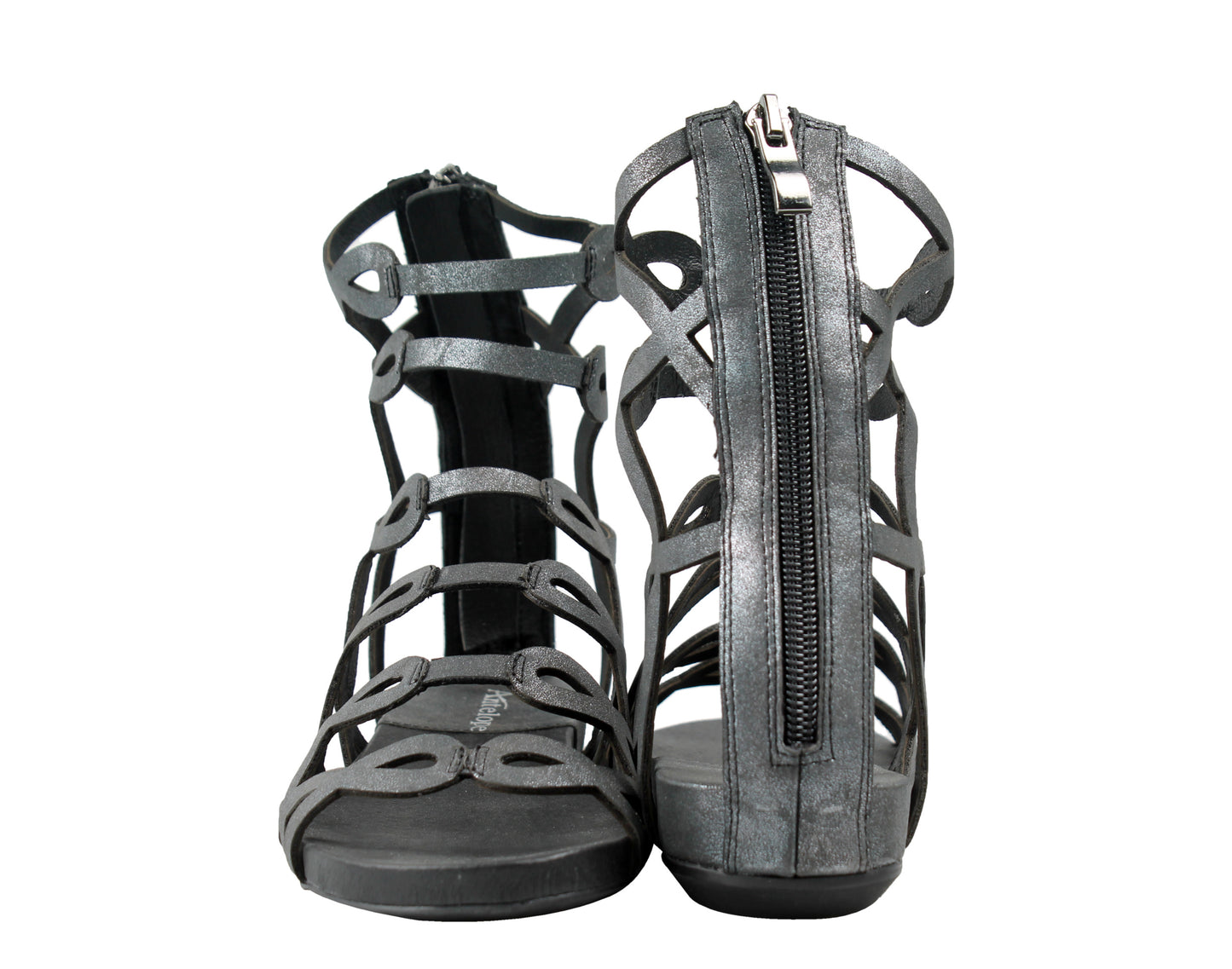 Antelope 129 Laser Cut Gladiator Black Metalic Women's Sandals 129-BLACK