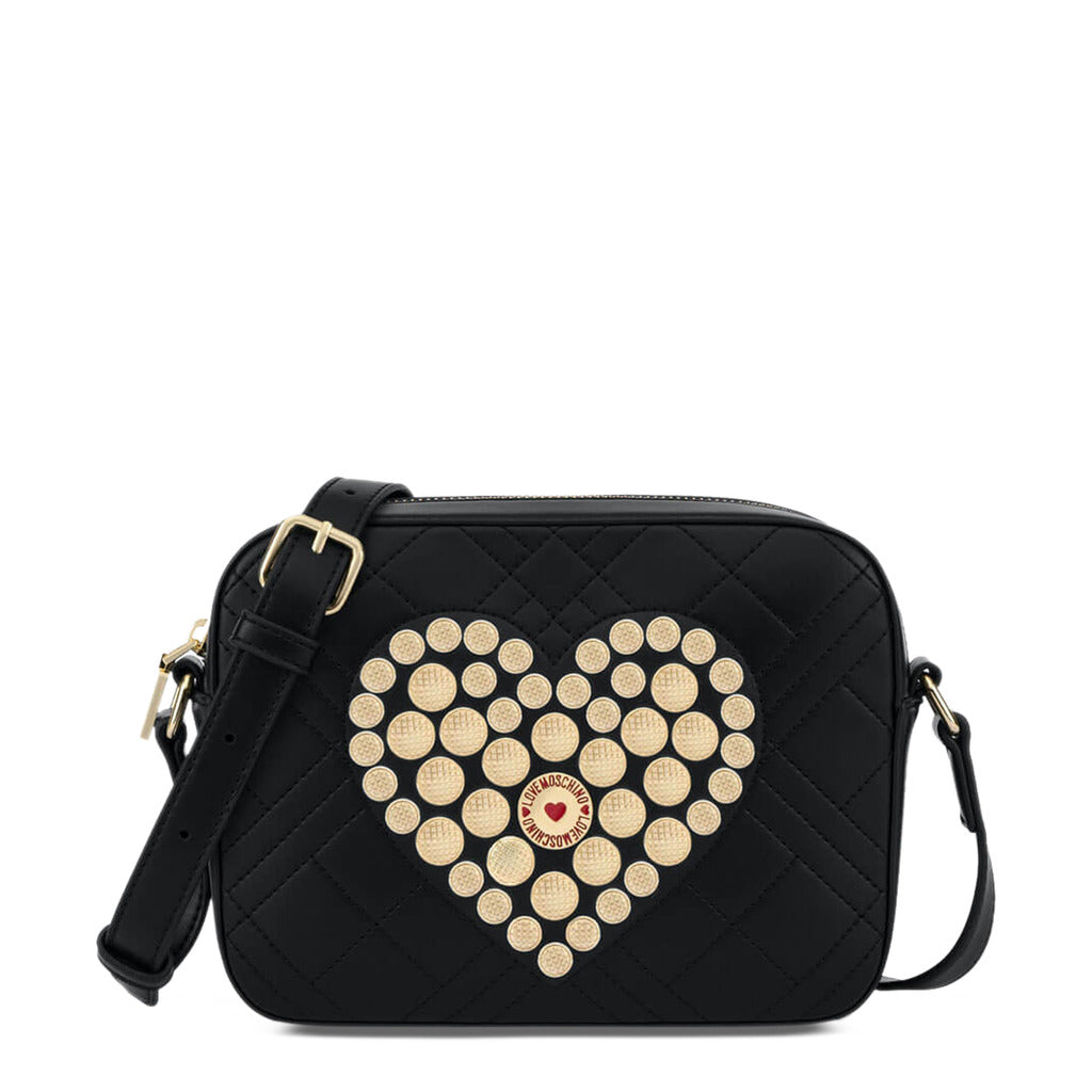 Love Moschino Buttons Heart Black Women's Camera Crossbody Bag JC4072PP1ELP0000