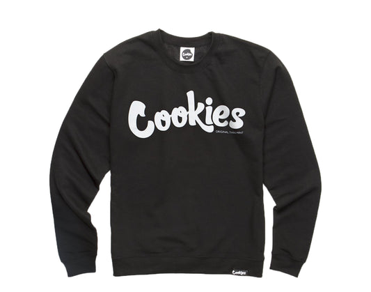 Cookies Original Logo Thin Mint Fleece Black/White Men's Crewneck 1538C3502-BKW