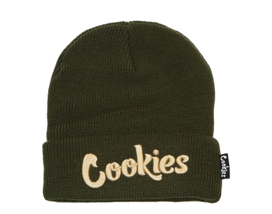 Cookies Original Logo Thin Mint Knit Beanie Olive/Cream Men's Hat 1538X3496-OLC