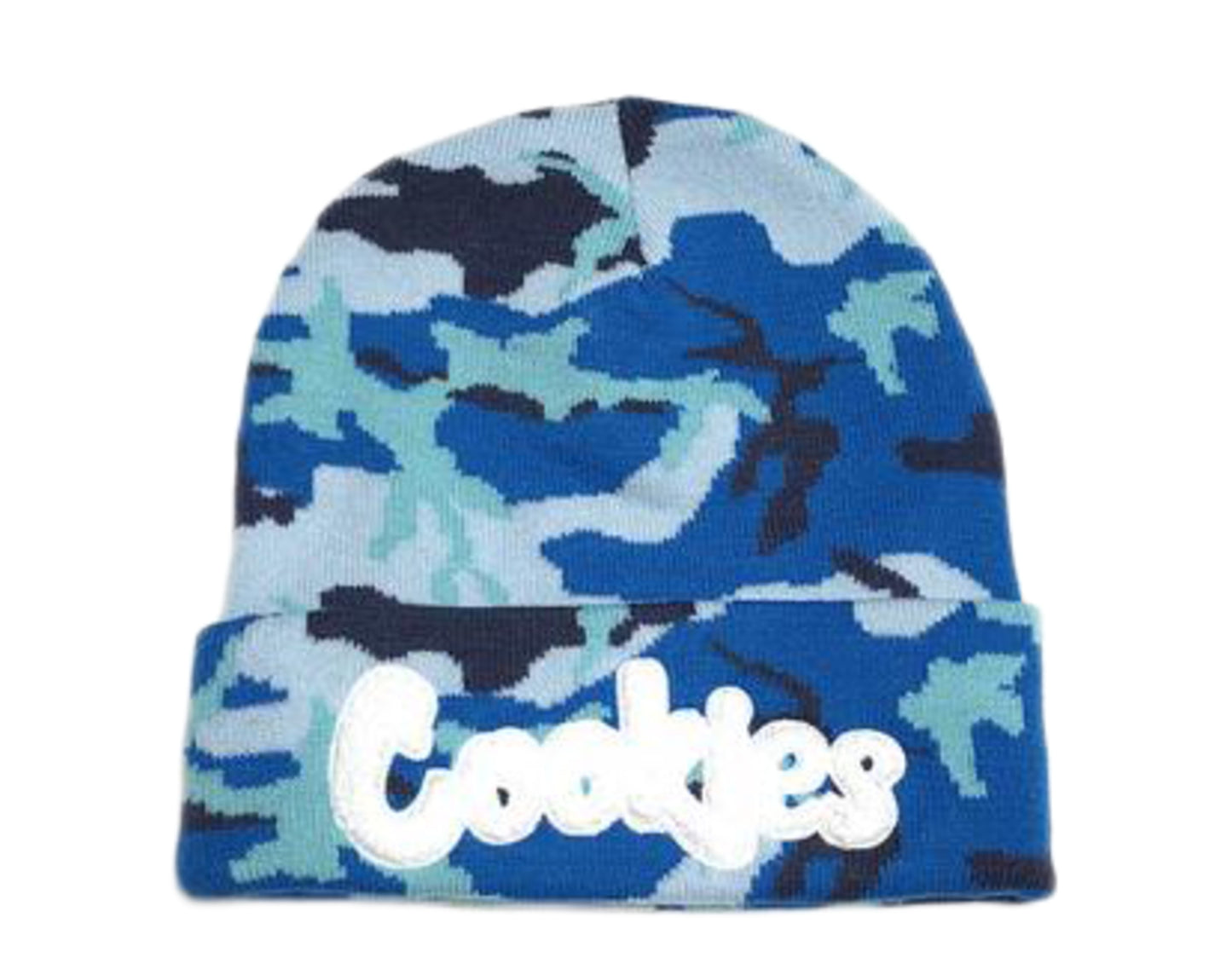 Cookies Battalion Multi Camo Jacquarded Knit Beanie Blue Hat 1539X3558-BLC