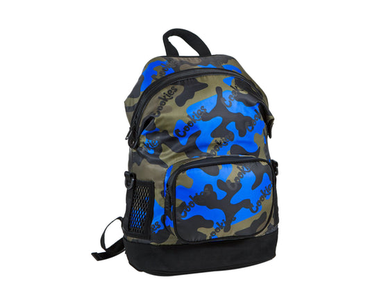 Cookies Luxe Satin Smell Proof Repeated Logo Blue Camo Backpack 1540-A3773-BLC