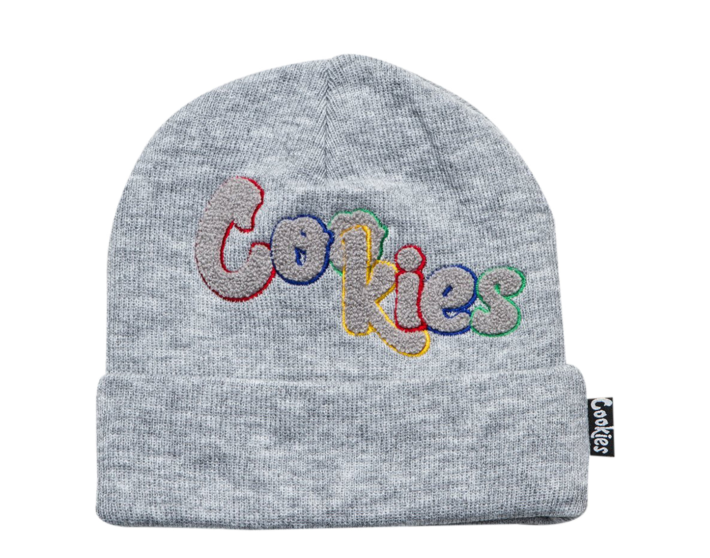 Cookies Pushin' Weight Chenille Logo Knit Beanie Grey/Multi Hat 1540X3632-HGY