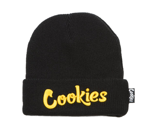 Cookies Original Logo Thin Mint Knit Beanie Black/Yellow Hat 1540X3739-BKY