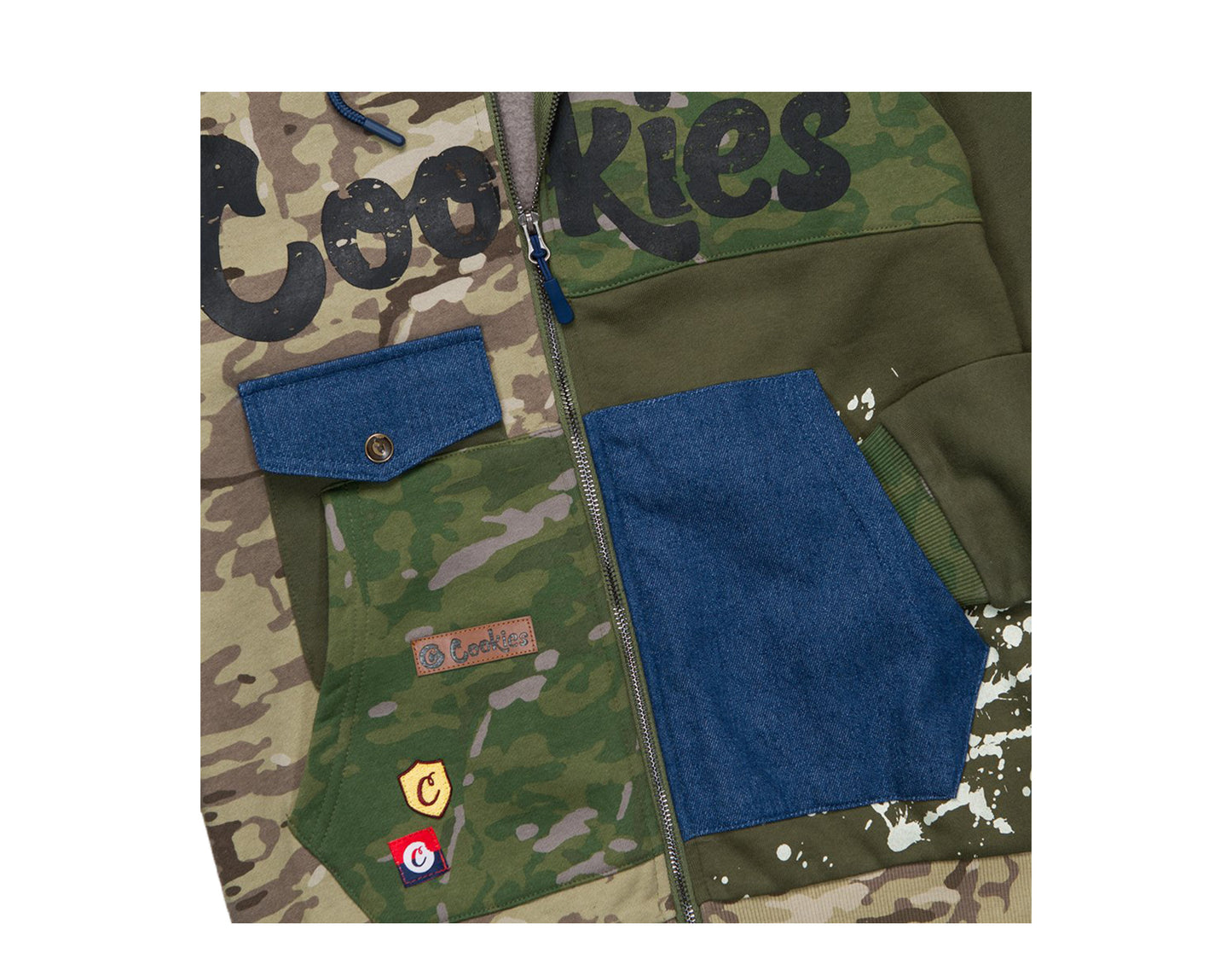 Cookies Backcountry Fleece Colorblocked Zip-Up Olive Men's Hoodie 1546H4303-OLI