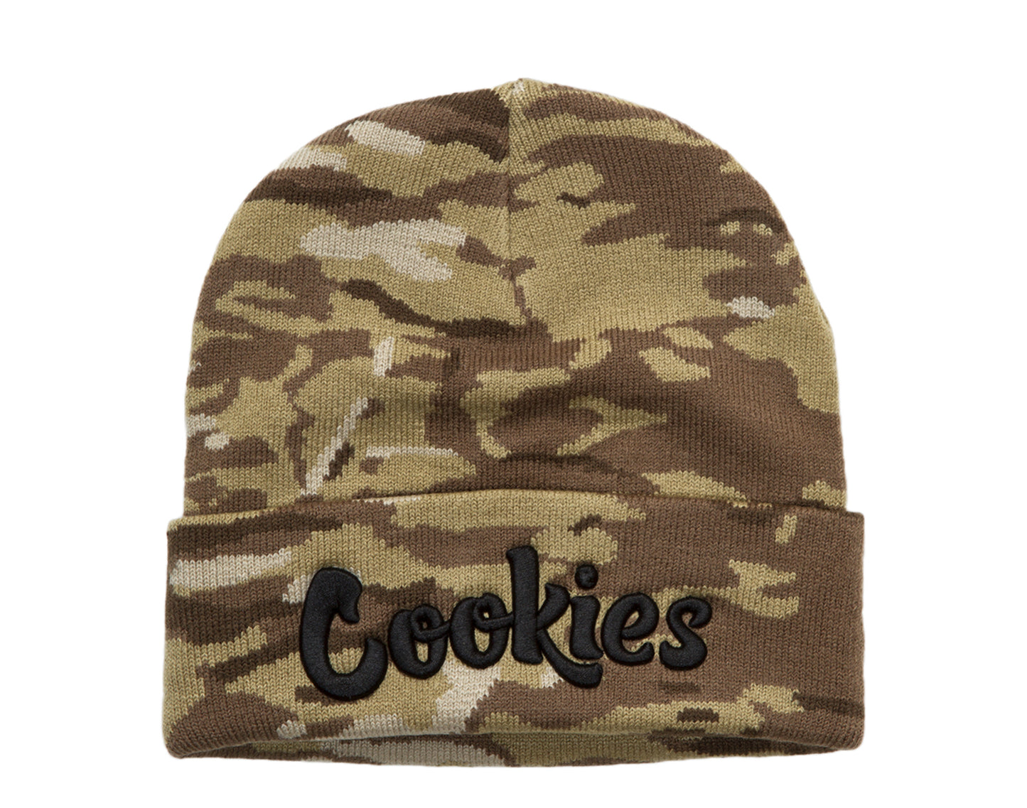 Cookies Backcountry Embroidered Camo Tan Knit Beanie Hat 1546X4310-TAC