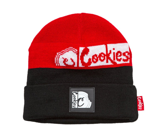 Cookies Glaciers Of Ice Logo Patch Red/Black Knit Beanie Hat 1546X4337-RDB