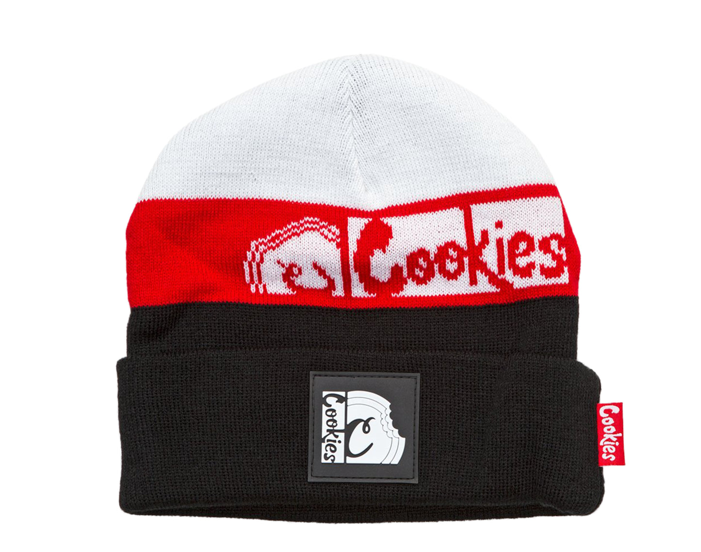 Cookies Glaciers Of Ice Logo Patch White/Black Knit Beanie Hat 1546X4337-WHB