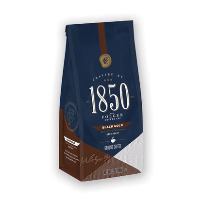 1850 Coffee Black Gold Dark Roast Ground 12 oz Bag (6 Pack) 60516 - Becauze