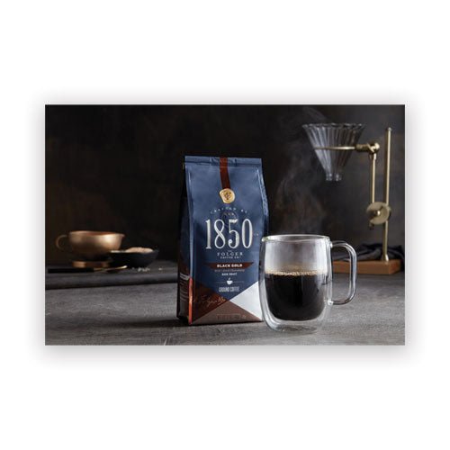 1850 Coffee Black Gold Dark Roast Ground 12 oz Bag (6 Pack) 60516 - Becauze