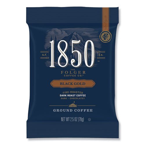 1850 Coffee Fraction Packs Black Gold Dark Roast 2.5 oz Pack (24 Pack) 21512 - Becauze