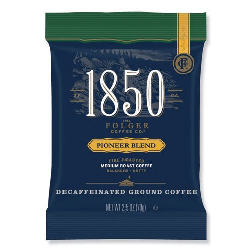 1850 Coffee Fraction Packs Pioneer Blend Decaf Medium Roast 2.5 oz Pack (24 Pack) 21513 - Becauze