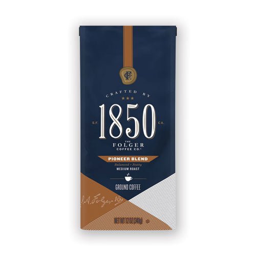 1850 Coffee Pioneer Blend Medium Roast Ground 12 oz Bag (6 Pack) 60514 - Becauze
