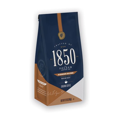 1850 Coffee Pioneer Blend Medium Roast Ground 12 oz Bag 60514 - Becauze